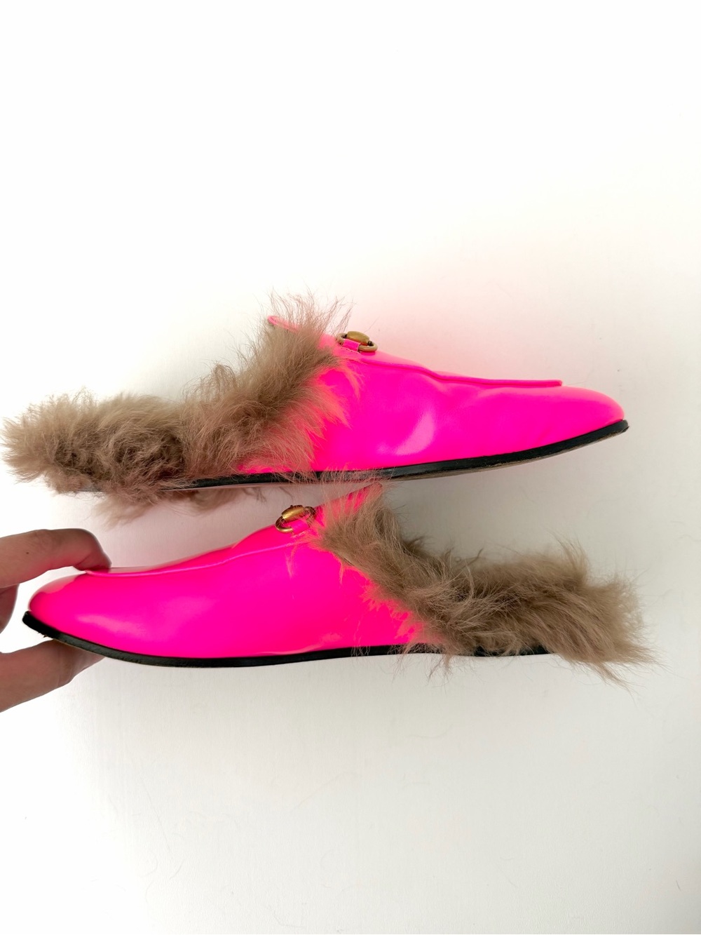 GUCCI | Princetown Fuchsia Hot Pink Horsebit Fur Mule Loafers Slippers EU 39 - Picture 7 of 13
